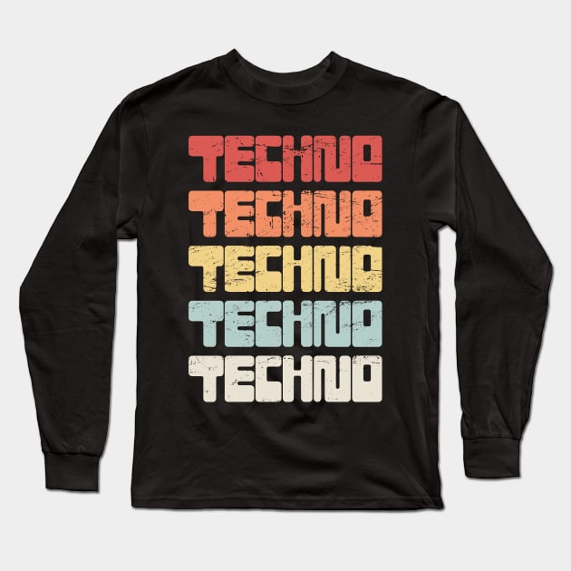 Retro Vintage TECHNO Long Sleeve T-Shirt by MeatMan